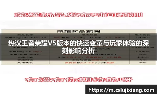 热议王者荣耀V5版本的快速变革与玩家体验的深刻影响分析