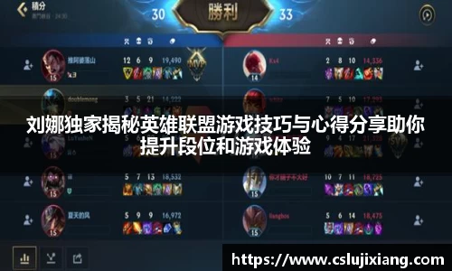 刘娜独家揭秘英雄联盟游戏技巧与心得分享助你提升段位和游戏体验