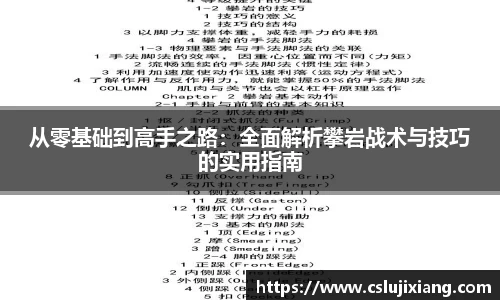 从零基础到高手之路：全面解析攀岩战术与技巧的实用指南